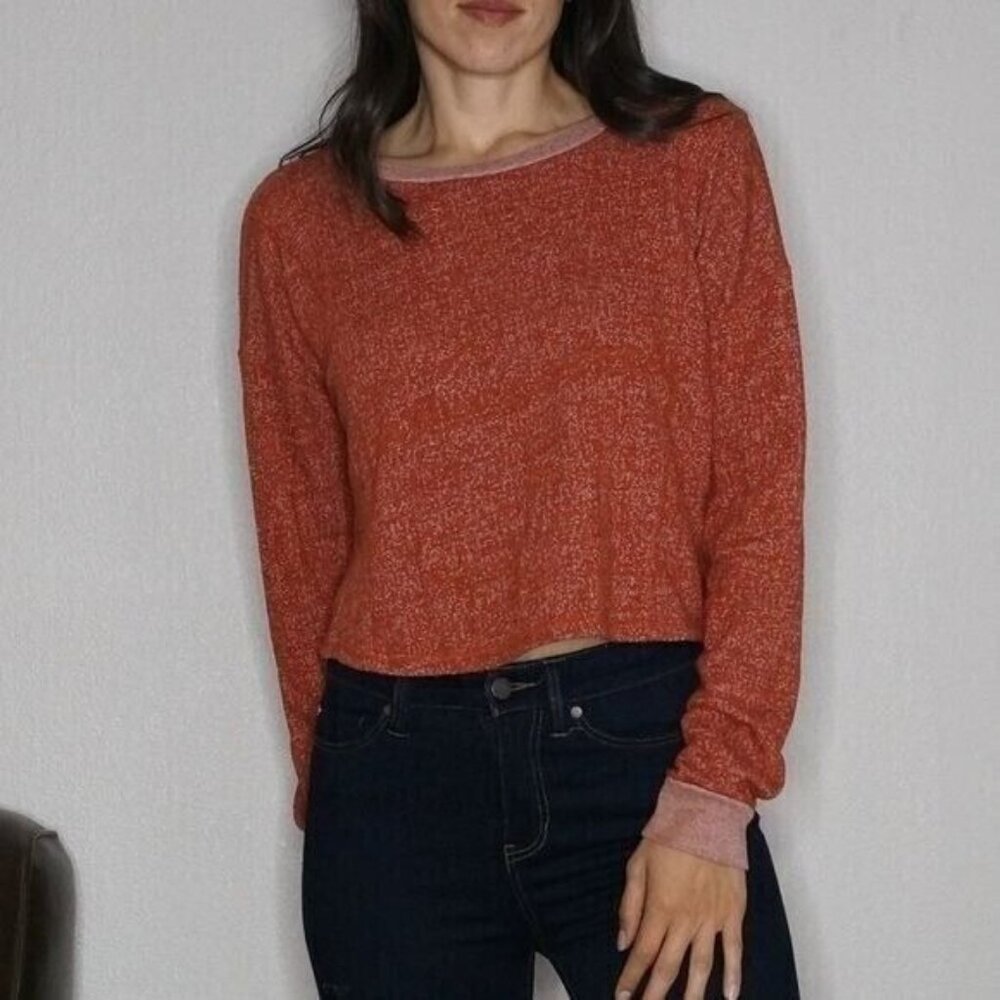 Orange Asymmetrical Long Sleeve Sweatshirt Size S